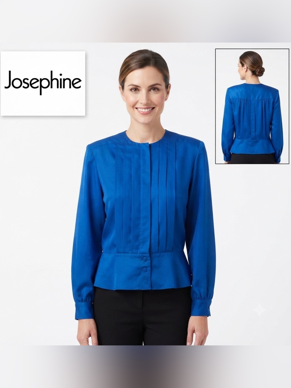 Vintage Josephine Pleated Button Up Blouse Shoulder Pads 12